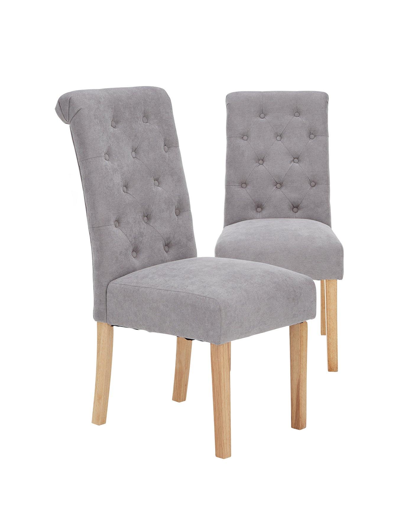 Pair Of Fabric Scroll Back Dining Chairs Grey Very Co Uk