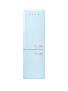 Smeg FAB32 60cm RETRO STYLE LEFT HAND HINGE FROST FREE FRIDGE FREEZER - PASTEL BLUE