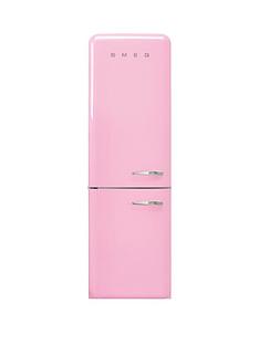 Smeg FAB32 60CM RETRO STYLE LEFT HAND HINGE FROST FREE FRIDGE FREEZER - PINK