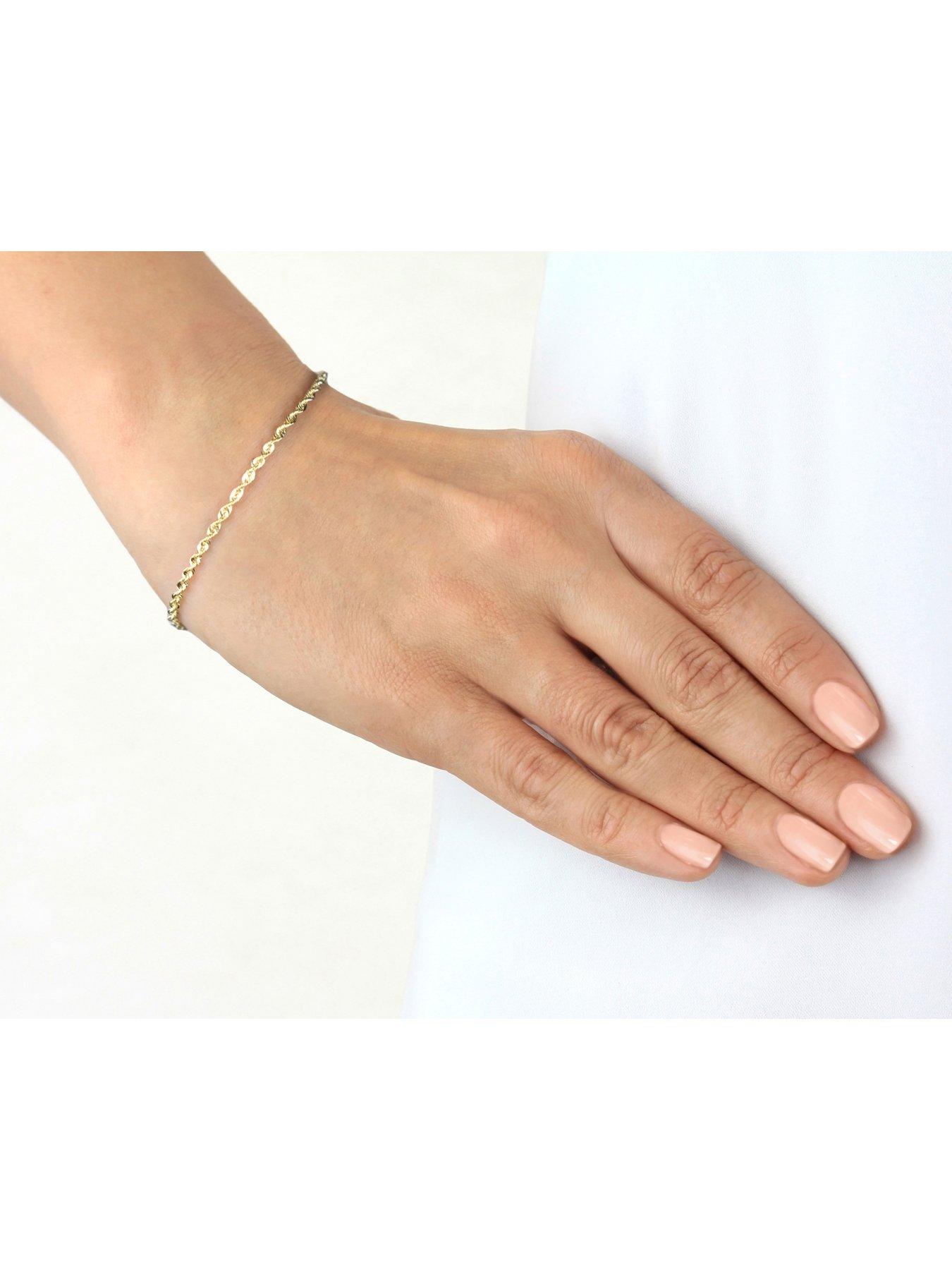 Image 2 of 4 of The Love Collection 9ct Gold Sparkle Rope Chain Bracelet