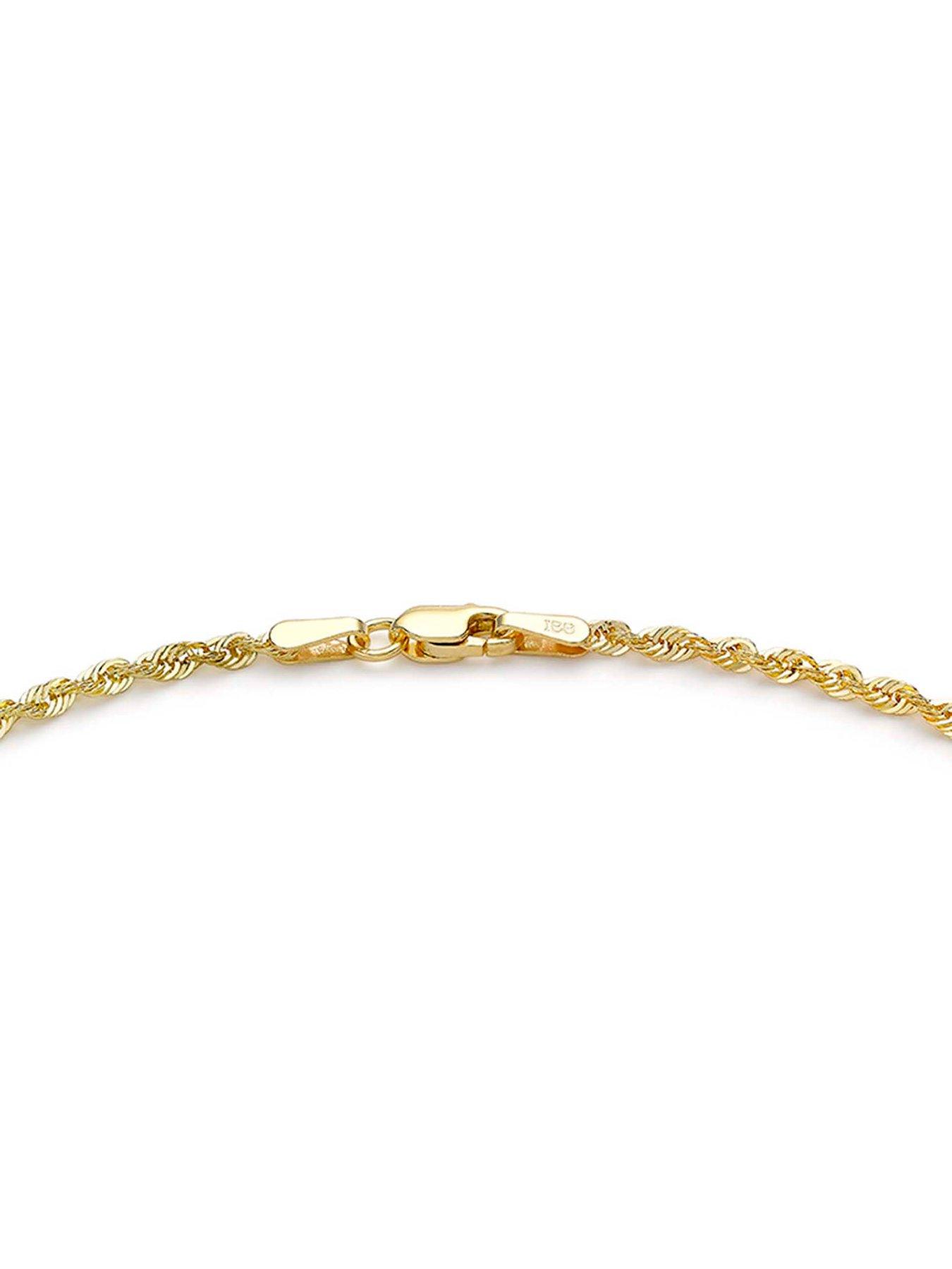 Image 3 of 4 of The Love Collection 9ct Gold Sparkle Rope Chain Bracelet