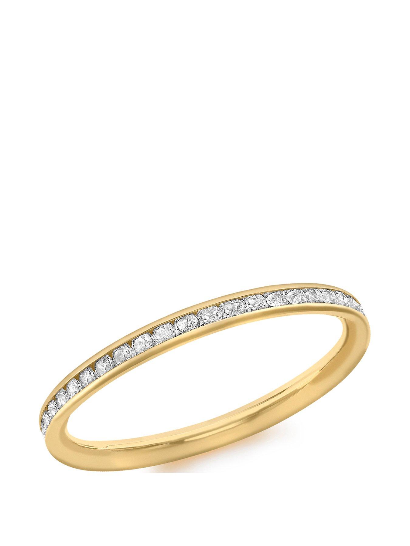 The Love Collection 9ct Gold White Cubic Zirconia Set Ring
