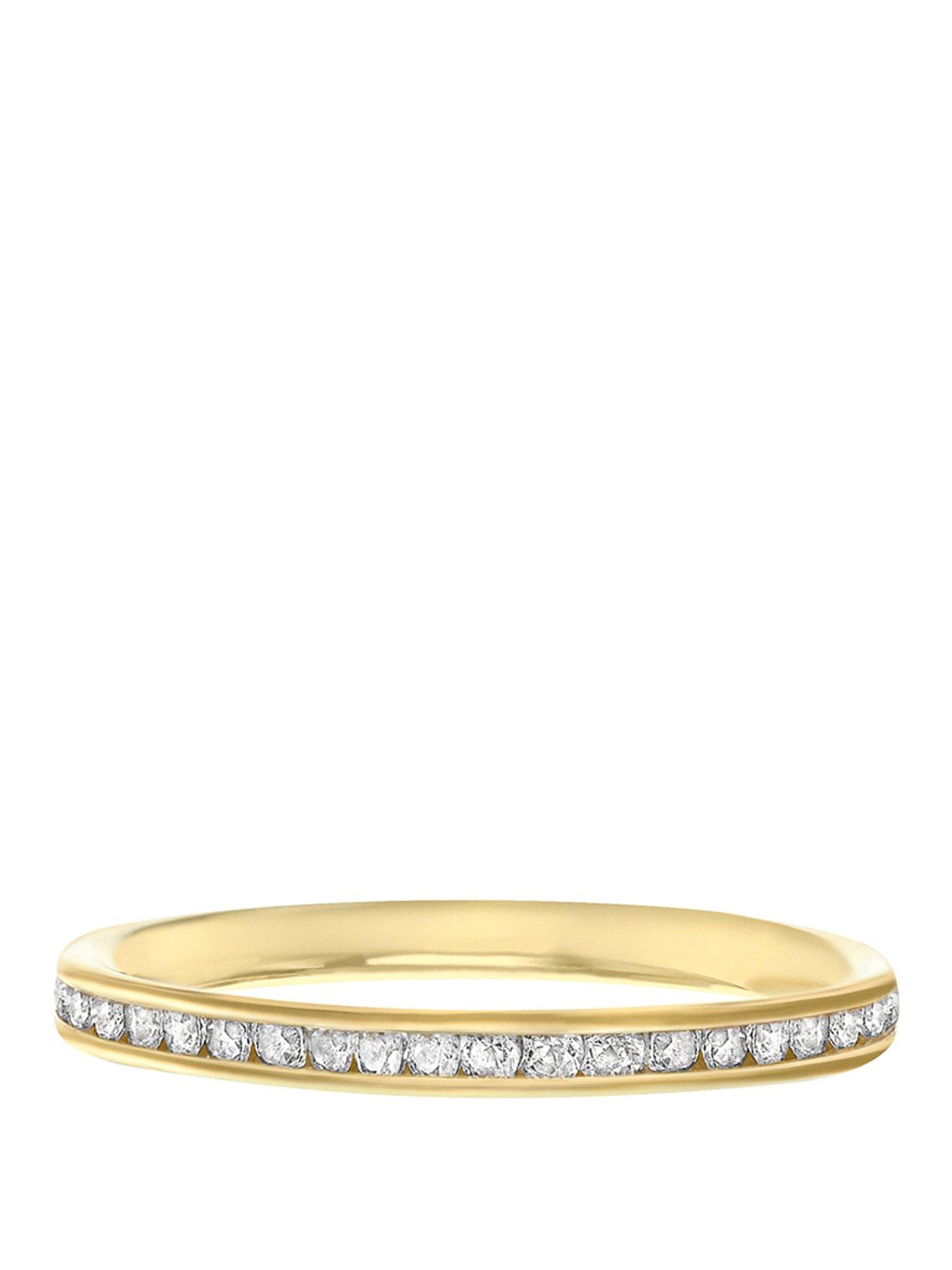 The Love Collection 9ct Gold White Cubic Zirconia Set Ring