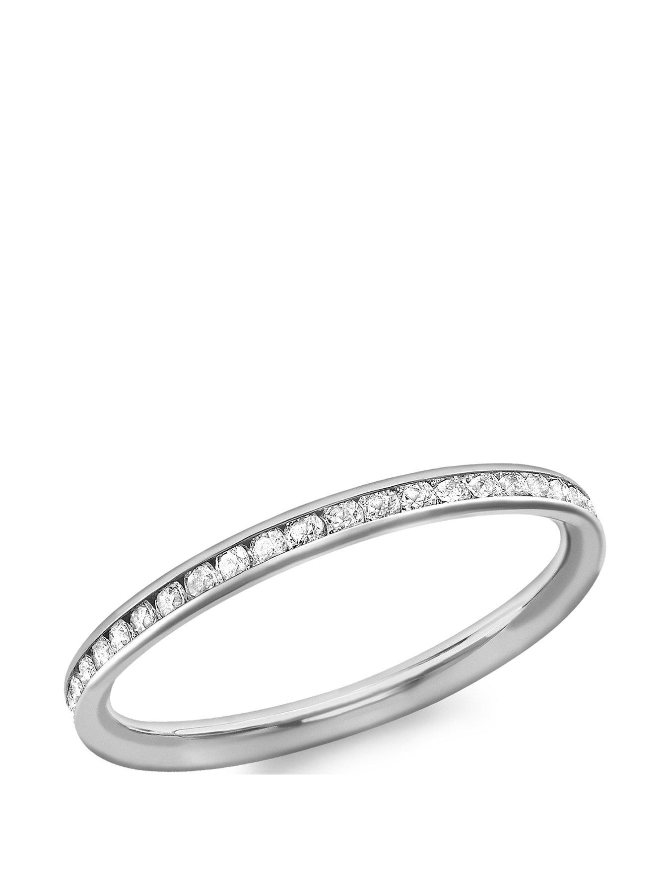 The Love Collection 9ct White Gold Cubic Zirconia Set Ring