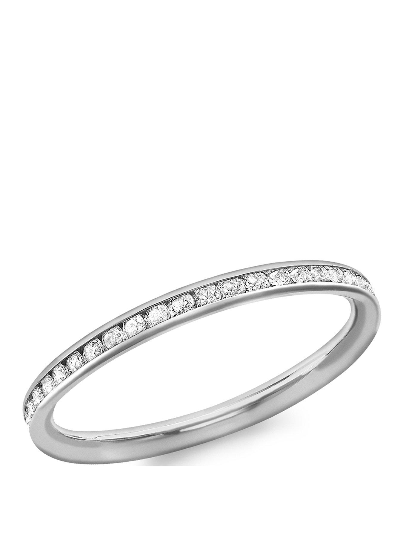 The Love Collection 9ct White Gold Cubic Zirconia Set Ring