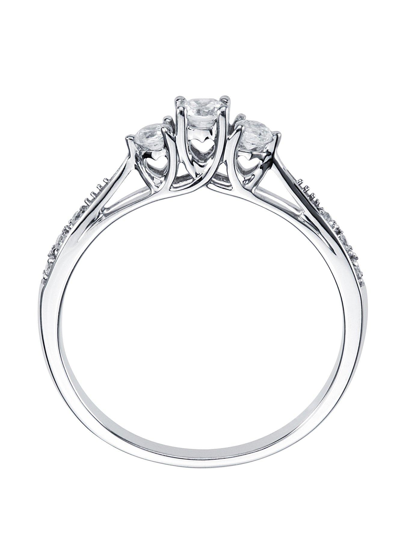 Love DIAMOND 9ct White Gold 23 Point Three-Stone Diamond Ring with ...