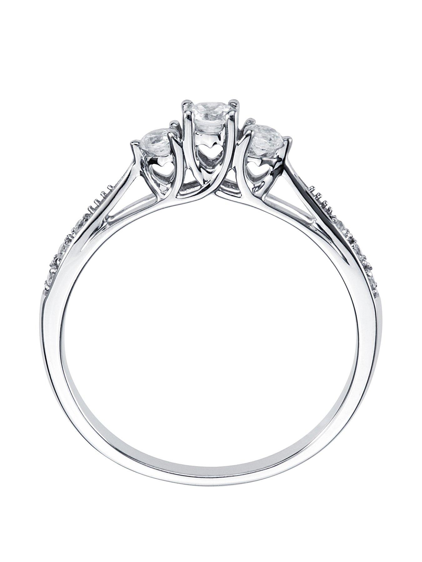 Image 2 of 5 of Love DIAMOND 9ct White Gold 23 Point Three-Stone Diamond Ring with Heart Detail