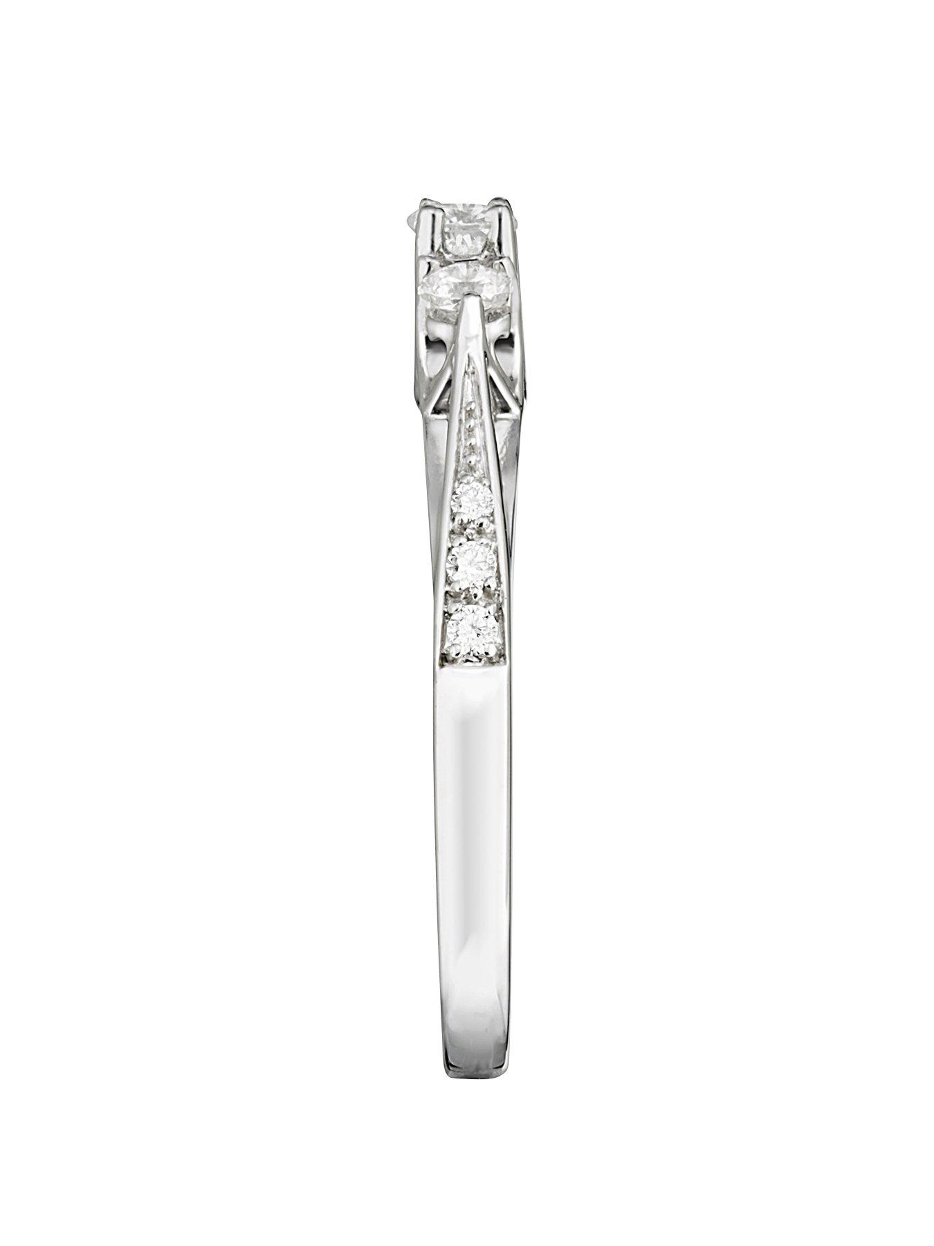 Image 3 of 5 of Love DIAMOND 9ct White Gold 23 Point Three-Stone Diamond Ring with Heart Detail