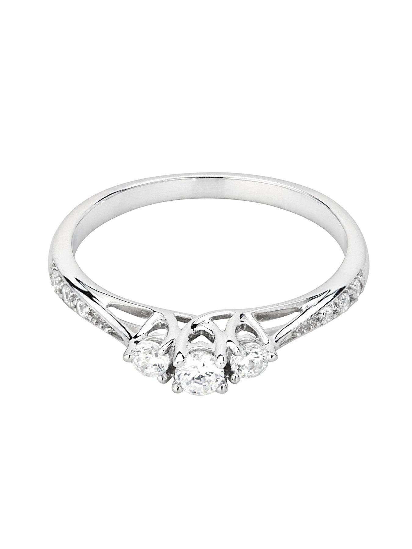 Image 4 of 5 of Love DIAMOND 9ct White Gold 23 Point Three-Stone Diamond Ring with Heart Detail