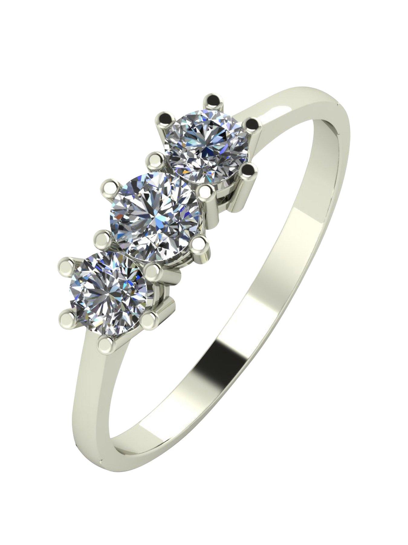 Product photograph of Moissanite 9ct Gold 1 2 Carat Eq Moissanite Trilogy Ring from very.co.uk