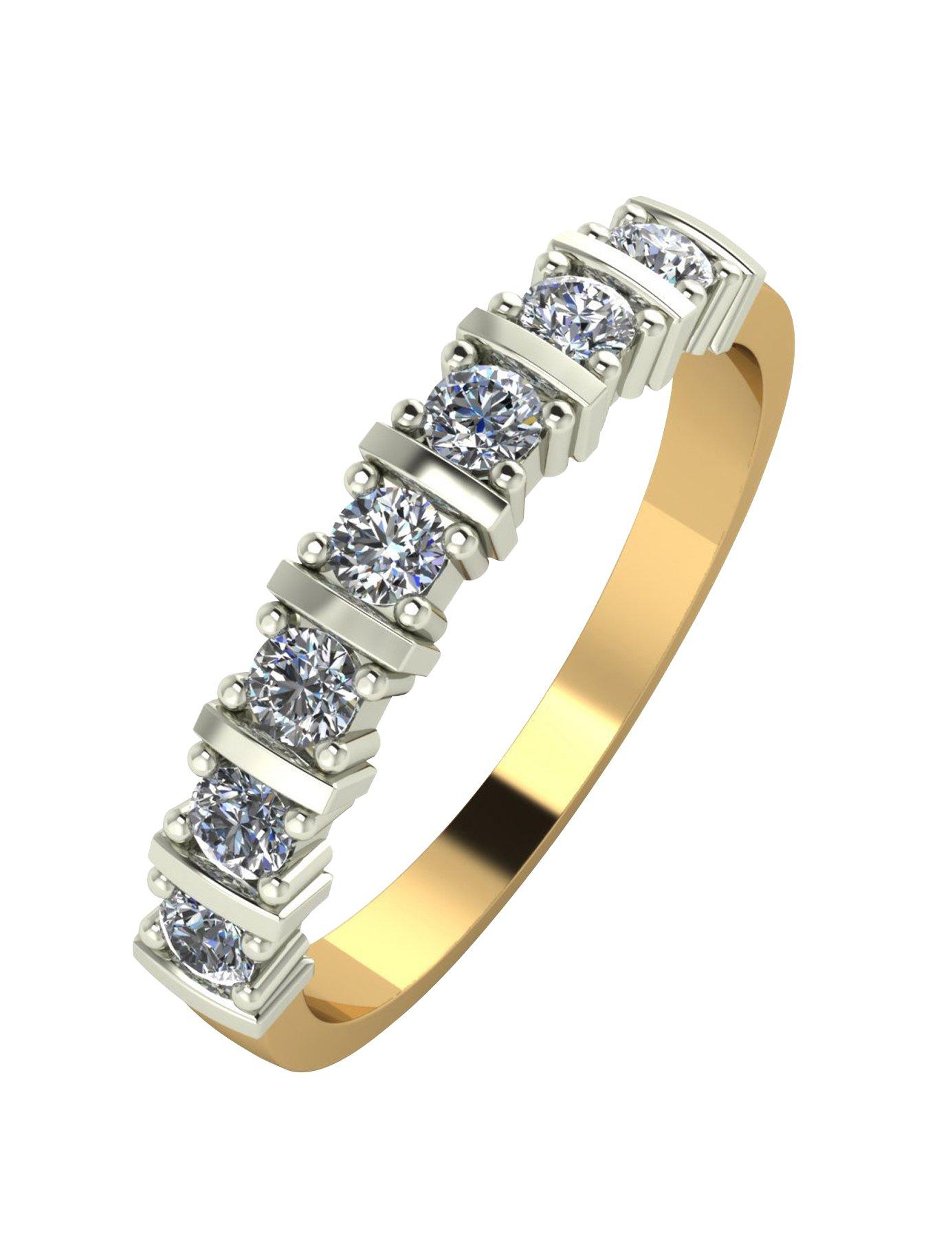 Moissanite 9ct Gold 1/2 Carat Eq Moissanite 7 Stone Eternity Ring