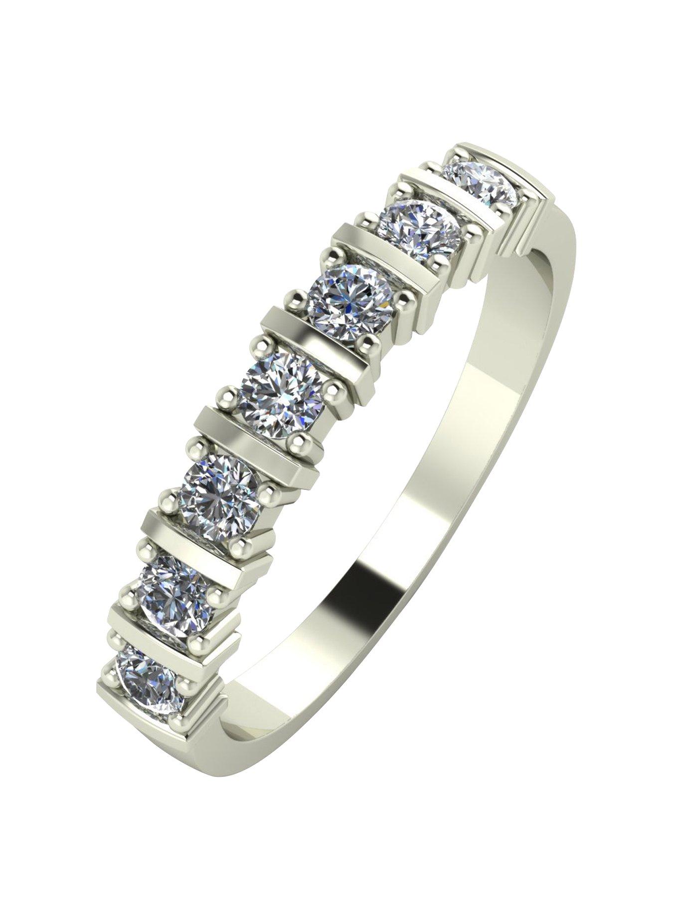 Jewellery & watches 9ct Gold 1/2 Carat Eq Moissanite 7 Stone Eternity Ring