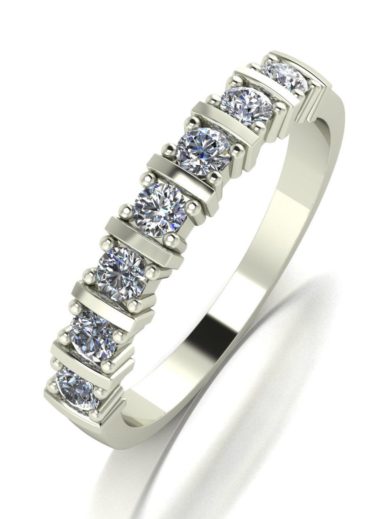 Moissanite 9ct Gold 1/2 Carat Eq Moissanite 7 Stone Eternity Ring