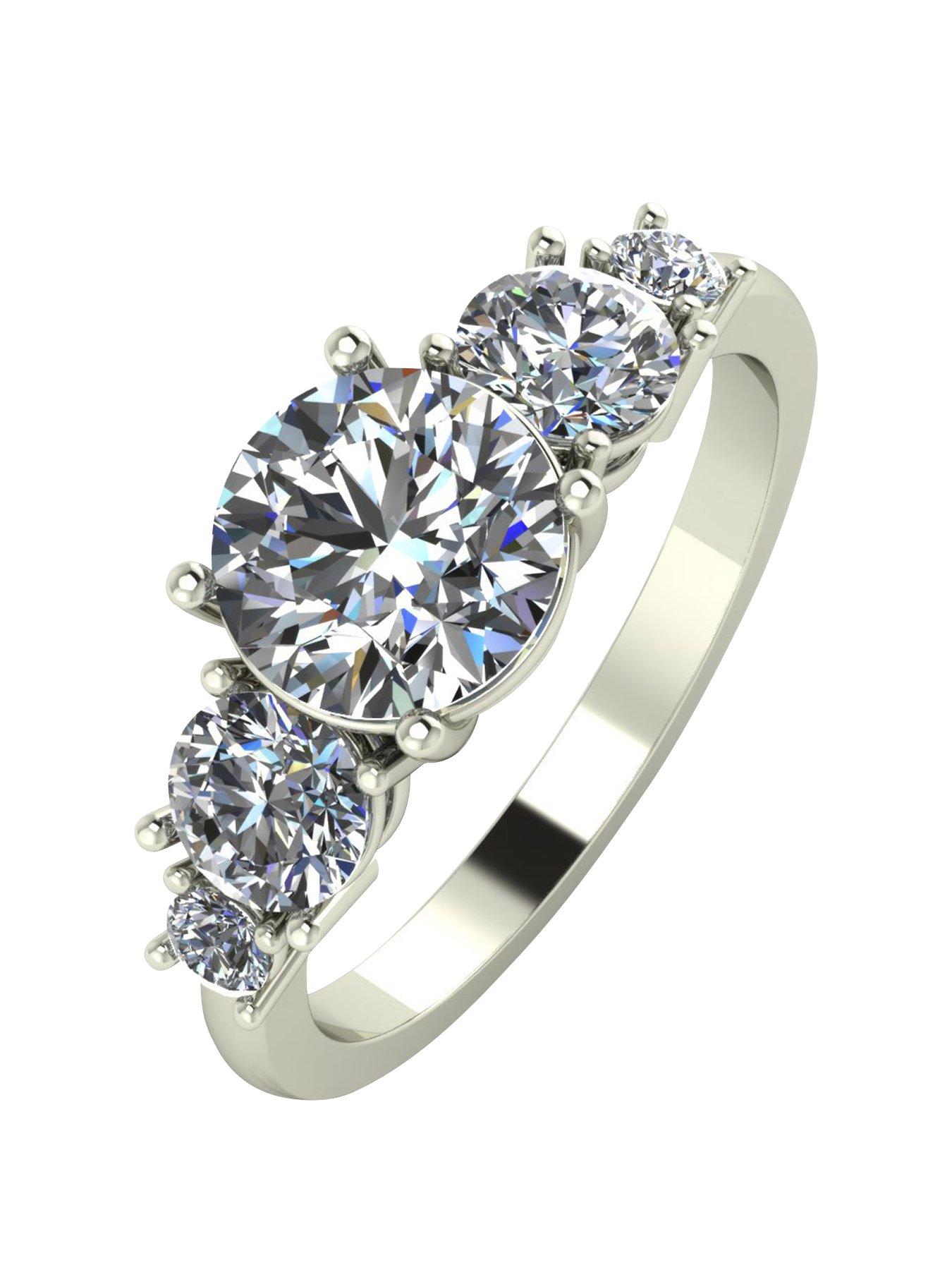 Product photograph of Moissanite 9ct Gold 2 Carat Eq Moissanite 5 Stone Tapered Ring from very.co.uk