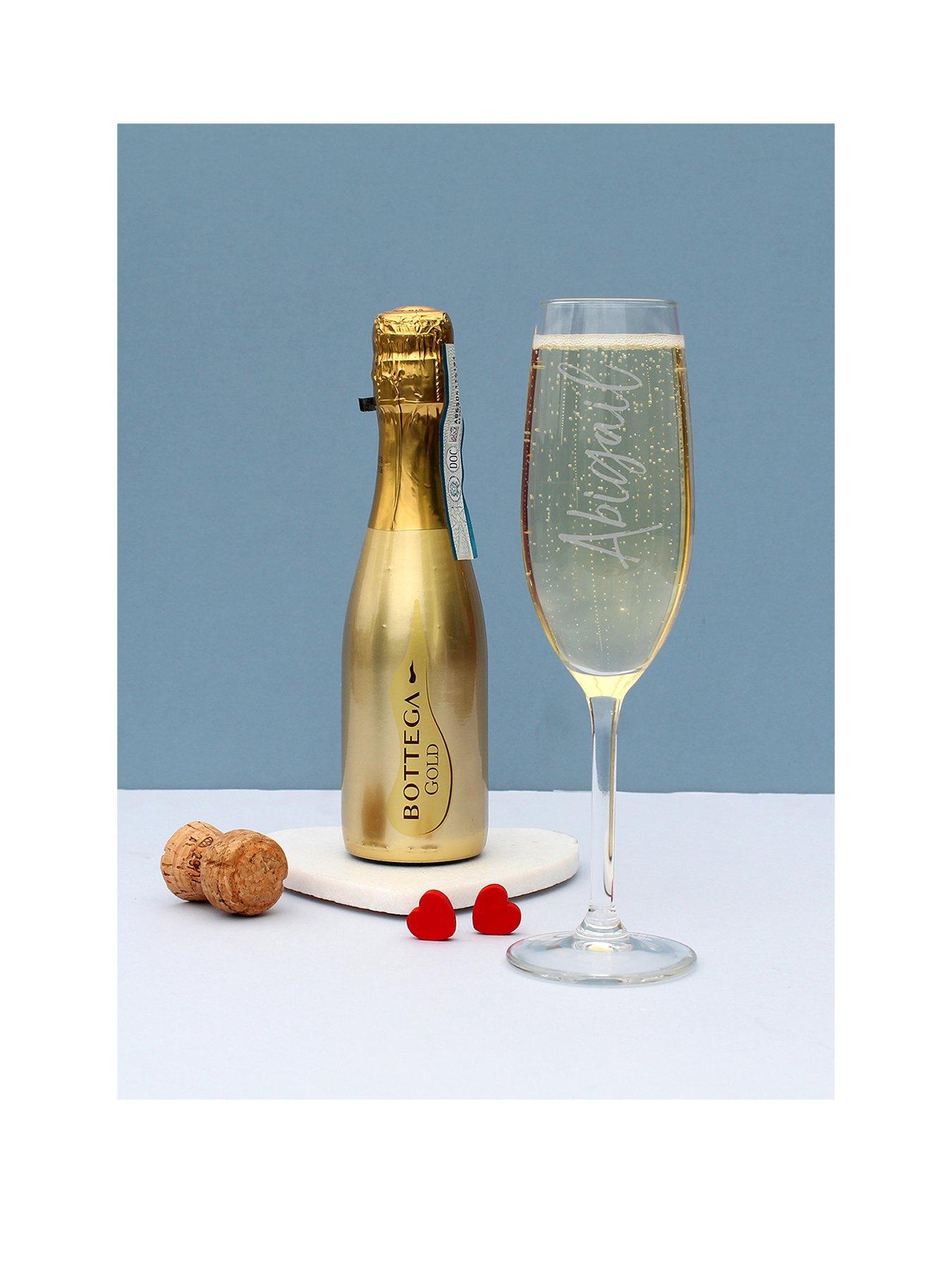 Product photograph of The Personalised Memento Company Personalised Champagne Glass With 200ml Bottega Prosecco from very.co.uk