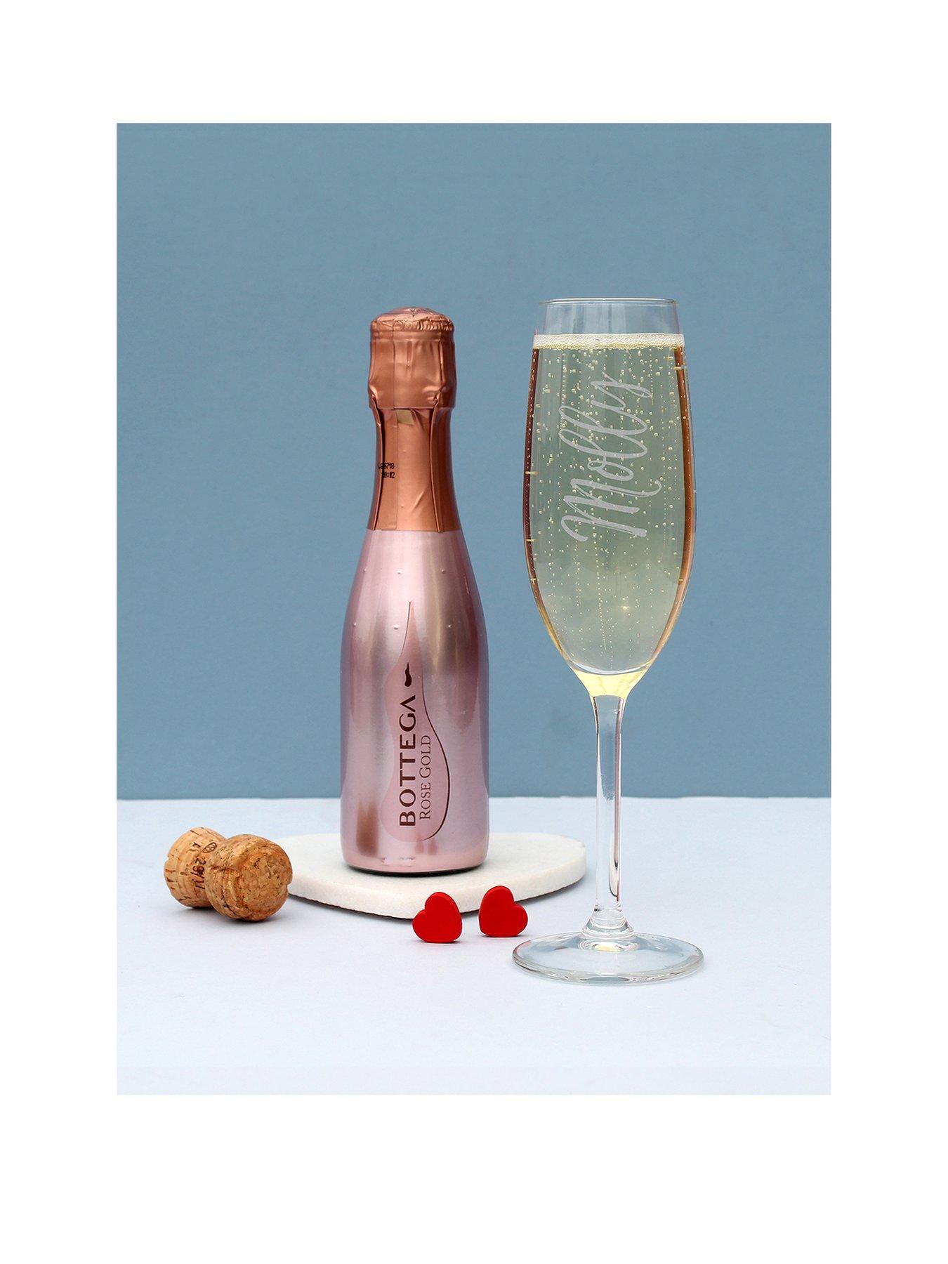 The Personalised Memento Company Personalised Champagne Glass with 200ml Bottega Prosecco