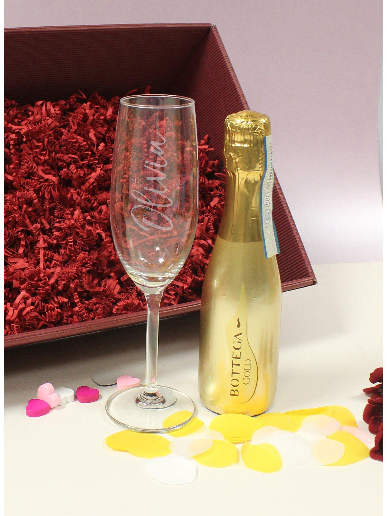 Image 2 of 4 of The Personalised Memento Company Personalised Champagne Glass with 200ml Bottega Prosecco