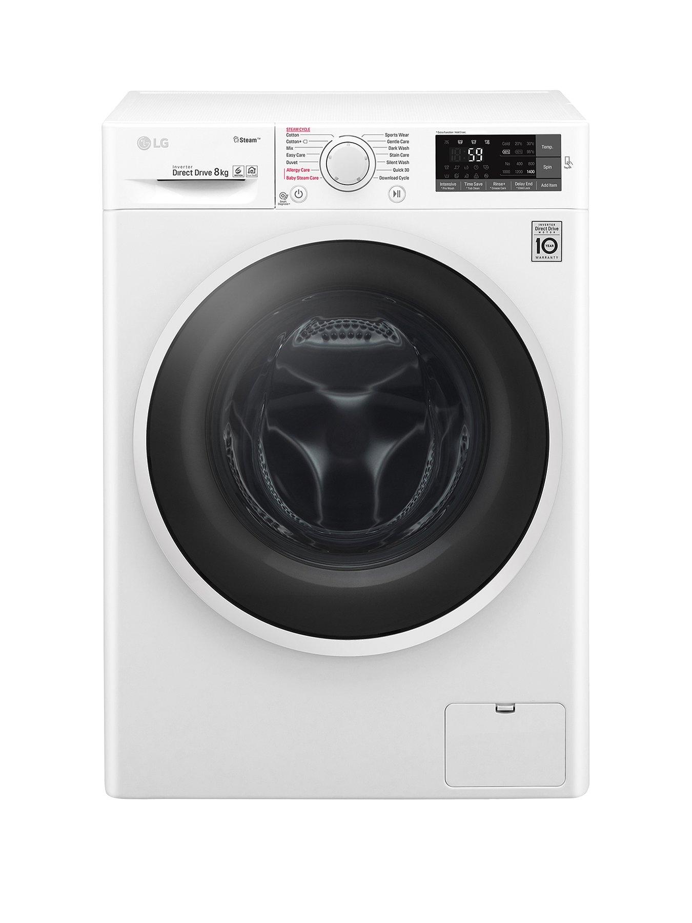 Lg Steam F4J6Ty0Ww 8Kg Load, 1400 Spin Washing Machine - White