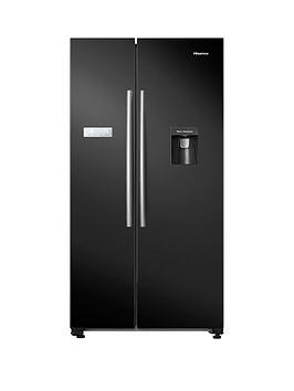 Hisense Rs741N4Wb11 90Cm Wide, Total No Frost, American-Style Fridge Freezer With Non-Plumbed Water Dispenser - Black Best Price, Cheapest Prices