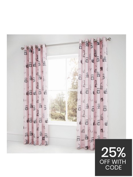 catherine-lansfield-woodland-friends-easy-care-eyelet-lined-curtains