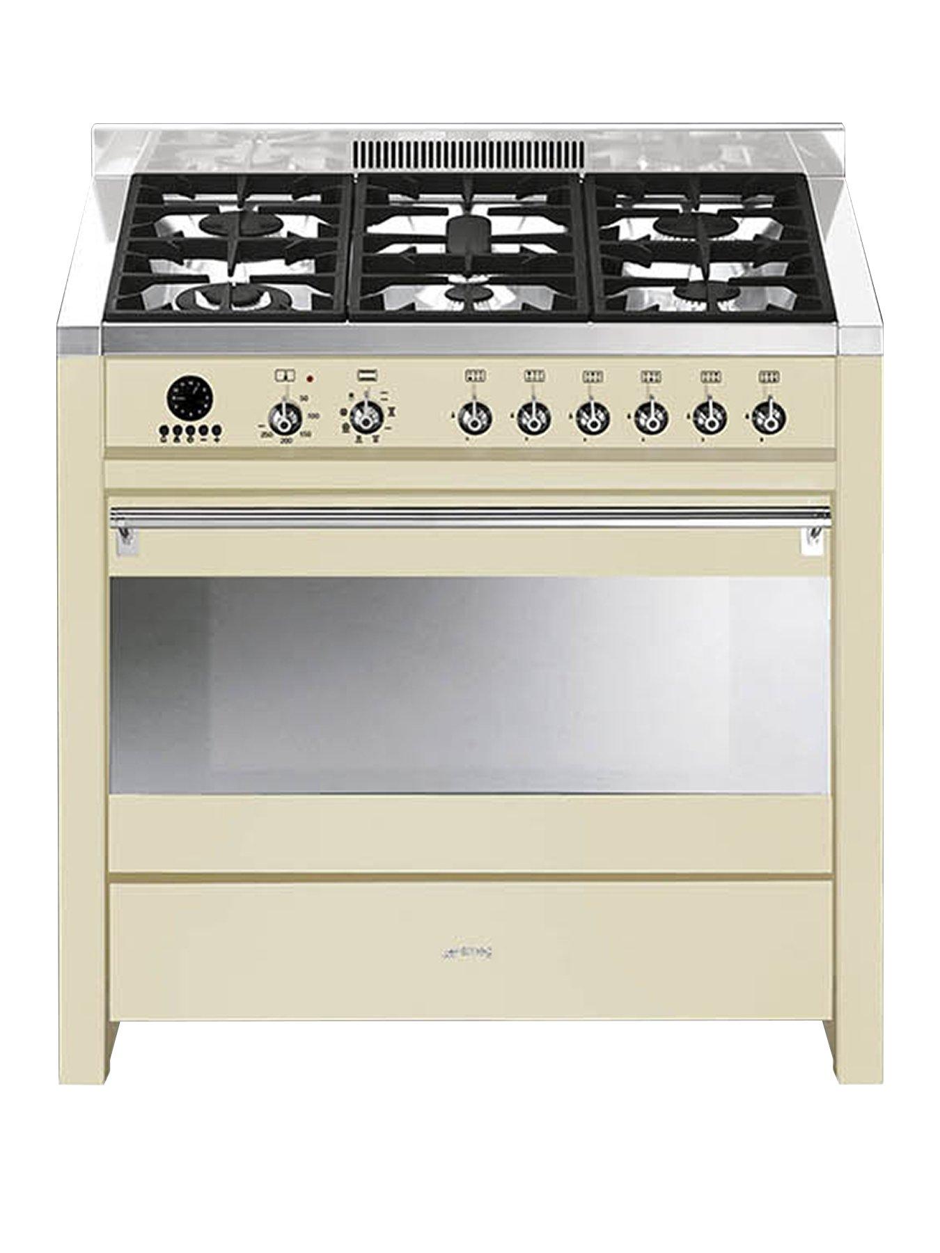 Smeg A1P-9 90Cm Opera Gloss Cream Single Cavity Dual Fuel Range Cooker