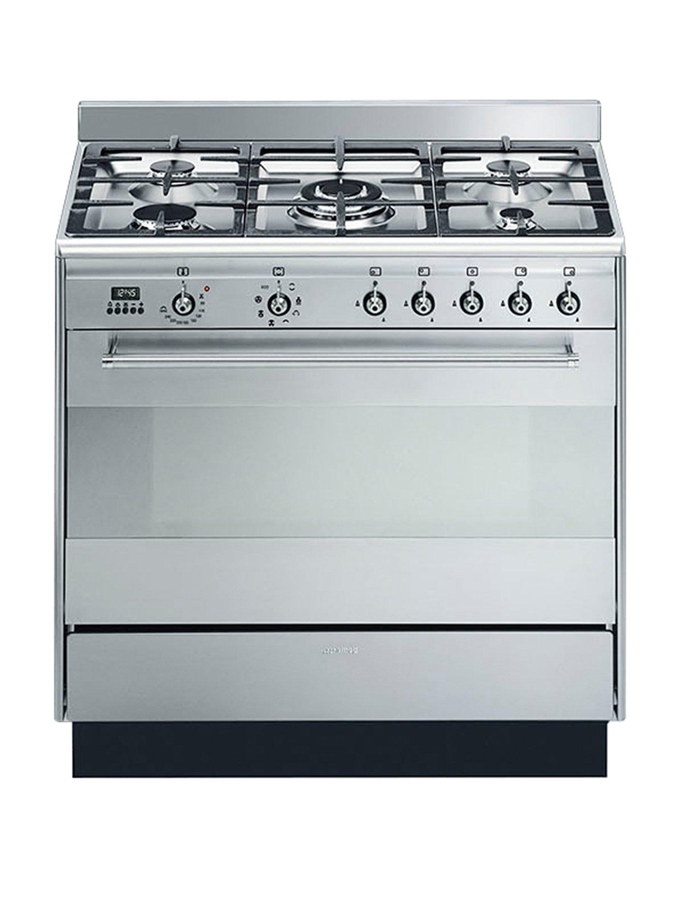 Smeg Suk91Mfx9 90Cm Wide Concert Stainless Steel Single Cavity Dual Fuel Range Cooker