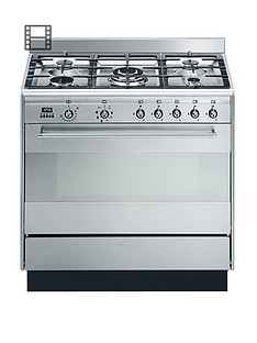Smeg SUK91MFX9 90cm Wide Concert Stainless Steel Single Cavity Dual Fuel Range Cooker