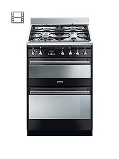 Smeg SUK62MX8 60cm Wide Concert Dual Cavity Dual Fuel Cooker - Gloss Black