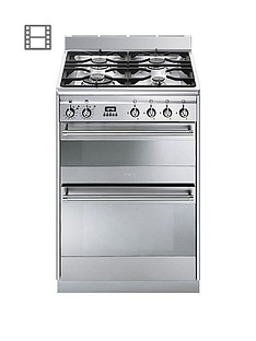 Smeg SUK62MX8 60cm Wide Concert Dual Cavity Dual Fuel Cooker - Stainless Steel