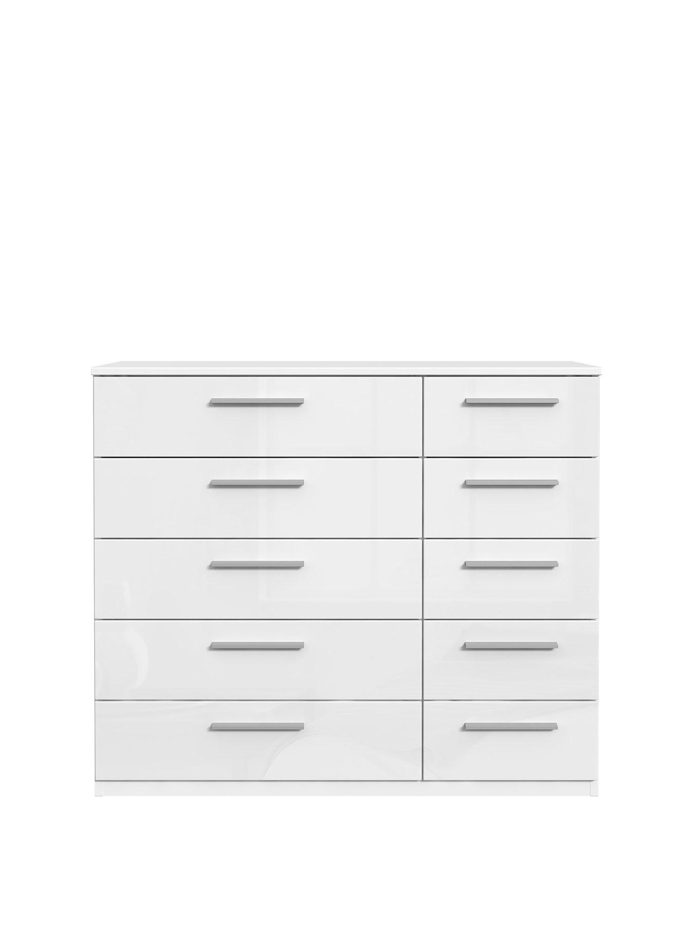 Westbury High Gloss Wide 5 5 Drawer Chest Very Co Uk