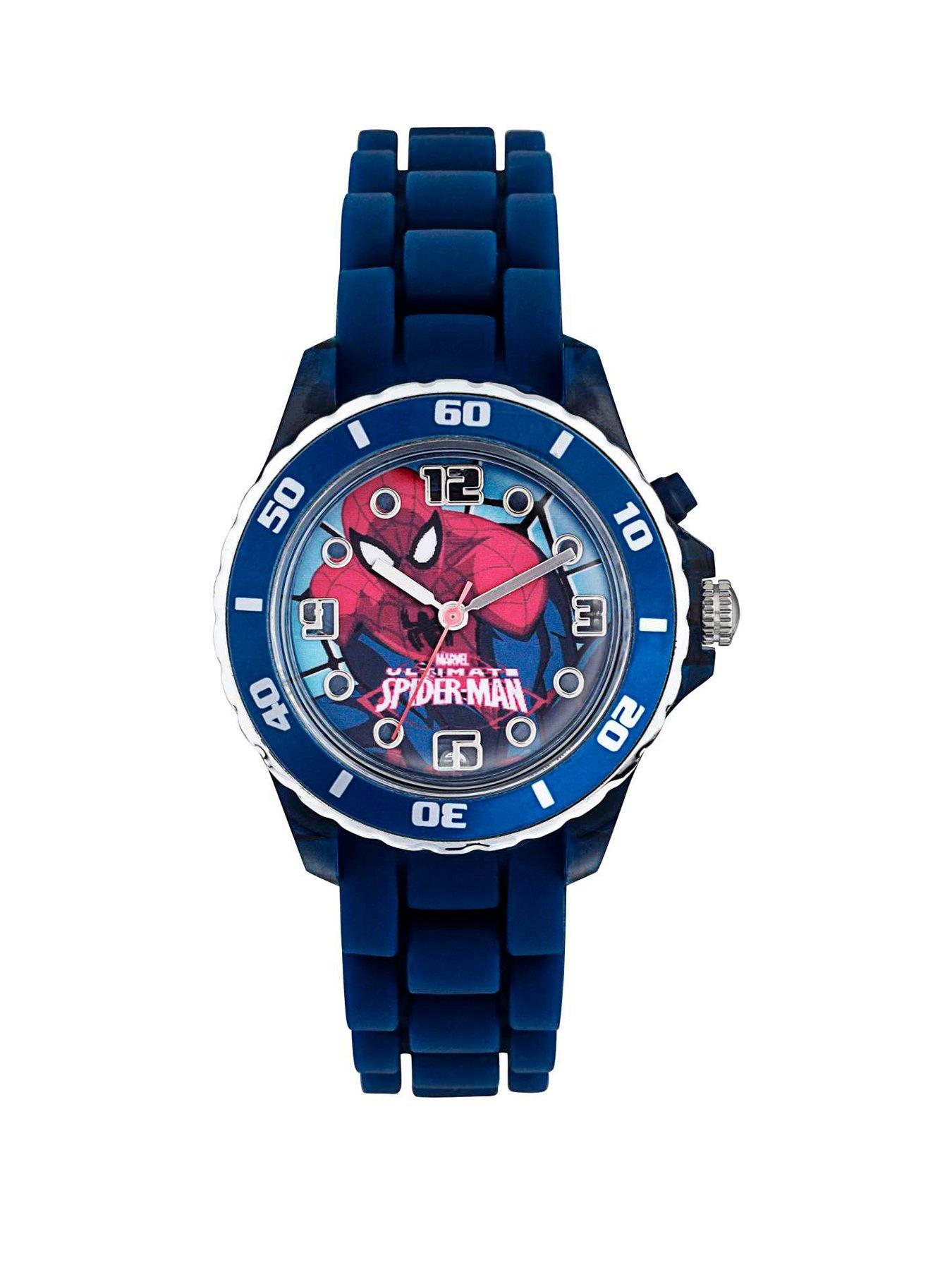 Kids Ultimate Spiderman Printed Dial Blue Silicone Strap Kids Watch