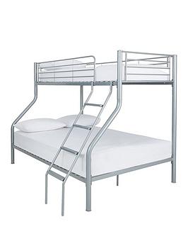 Product photograph of Very Home Domino Metal Trio Bunk Bed - Bed Frame With 2 Standard Mattresses from very.co.uk