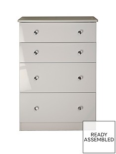 SWIFT Lumiere Ready Assembled High Gloss 4 Drawer Deep Chest