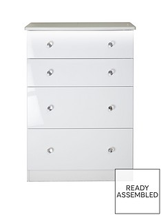 SWIFT Lumiere Ready Assembled High Gloss 4 Drawer Deep Chest with Lights