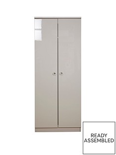 SWIFT Lumiere Ready Assembled High Gloss 2 Door Wardrobe with Lights