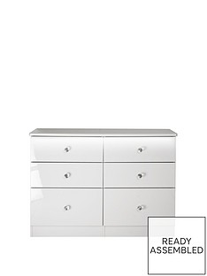SWIFT Lumiere Ready Assembled High gloss 6 Drawer Midi Chest with Lights