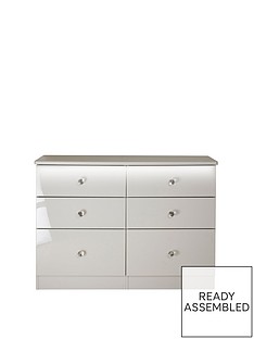 SWIFT Lumiere Ready Assembled High gloss 6 Drawer Midi Chest With Lights
