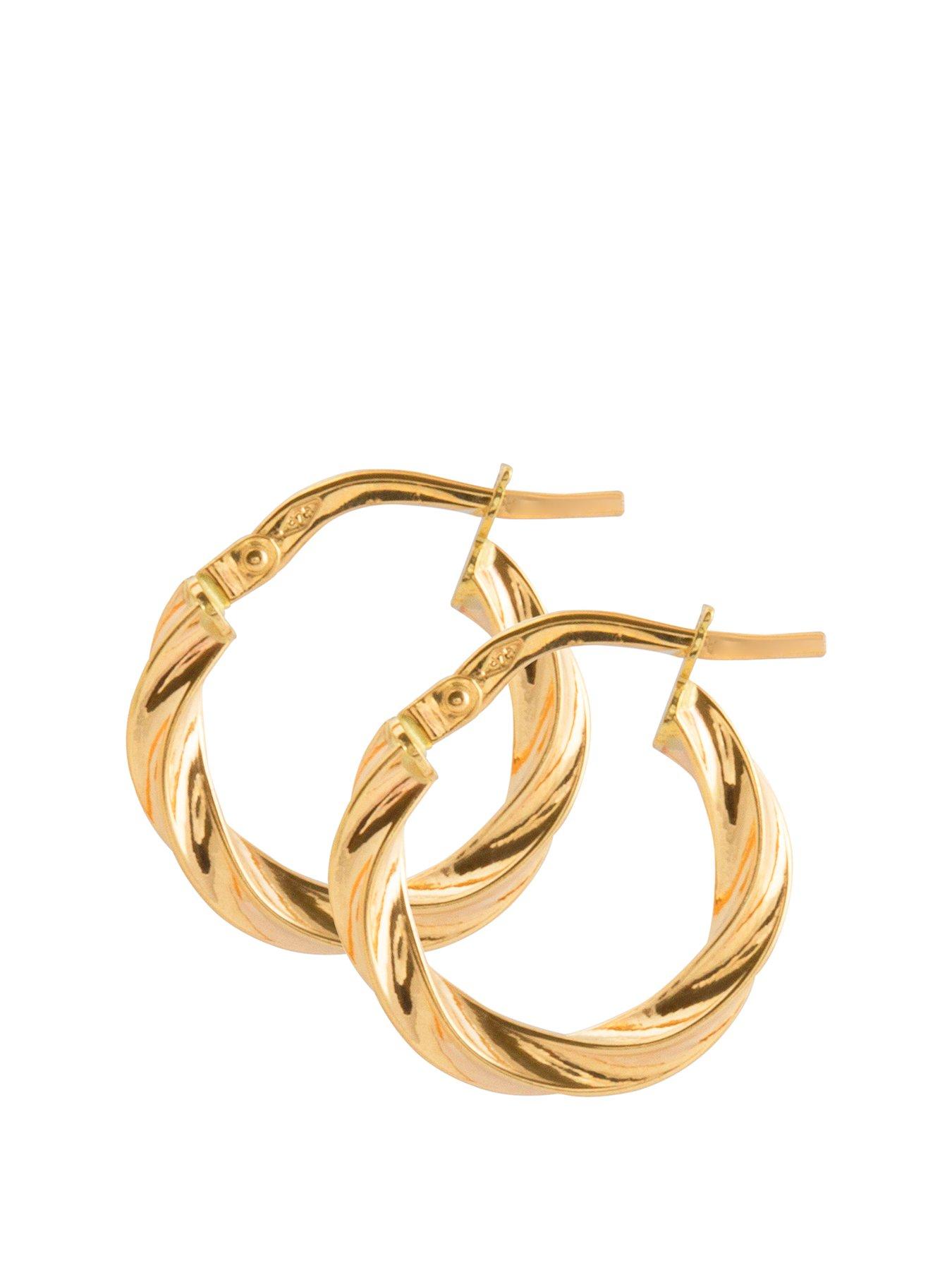 9ct gold large twisted hoop deals earrings