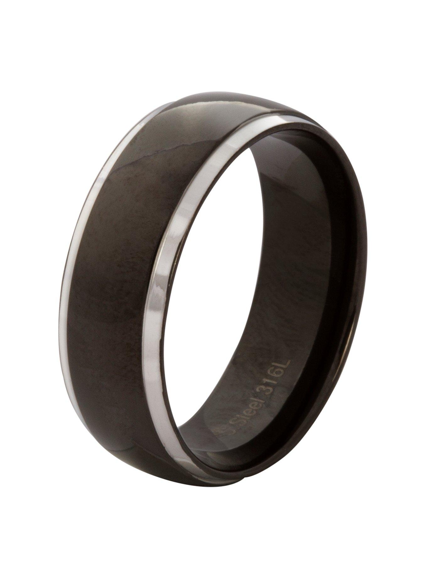 undefined Stainless Steel  &  Black Ion Mens Ring