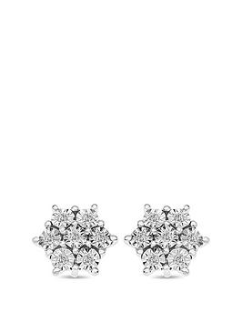 love-diamond-sterling-silver-8-point-diamond-cluster-stud-earrings