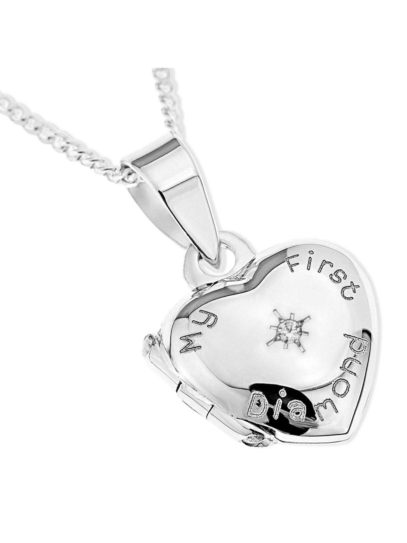 The Love Silver Collection Sterling Silver 'My First Diamond' Heart ...