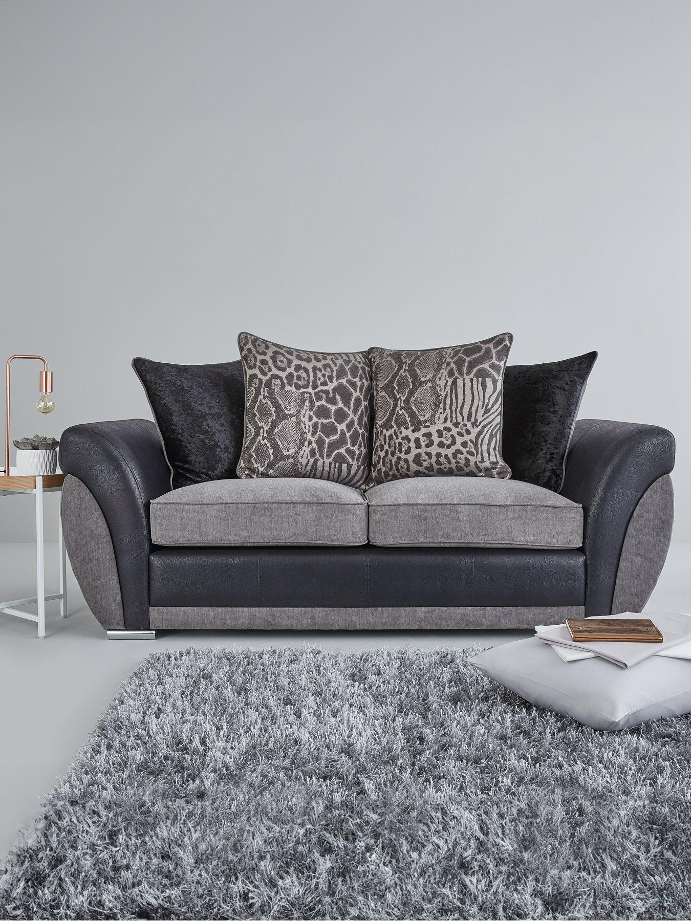 undefined Hilton Fabric and Faux Leather Scatter Back Sofa Bed