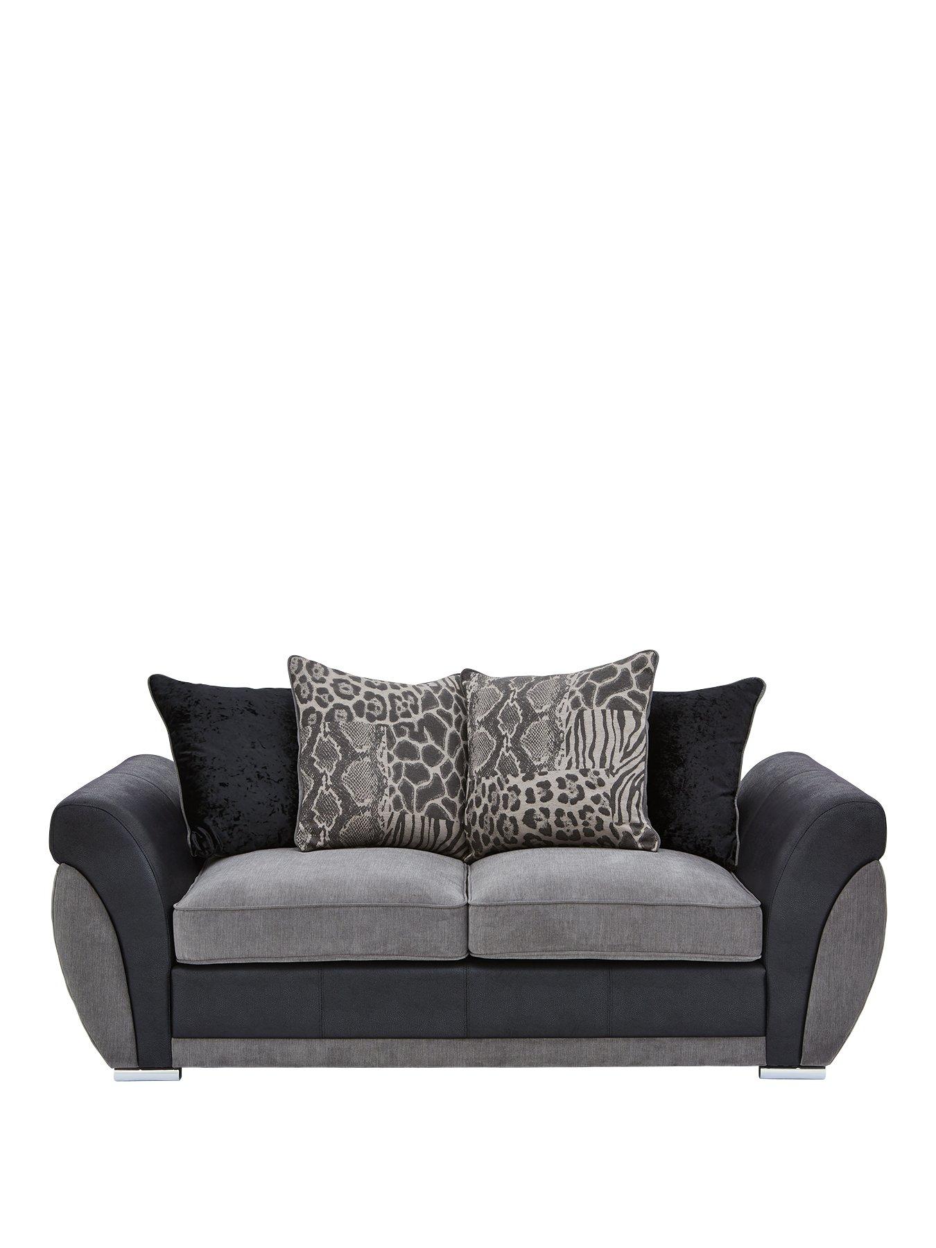 Product photograph of Very Home Hilton Fabric And Faux Leather Scatter Back Sofa Bed from very.co.uk