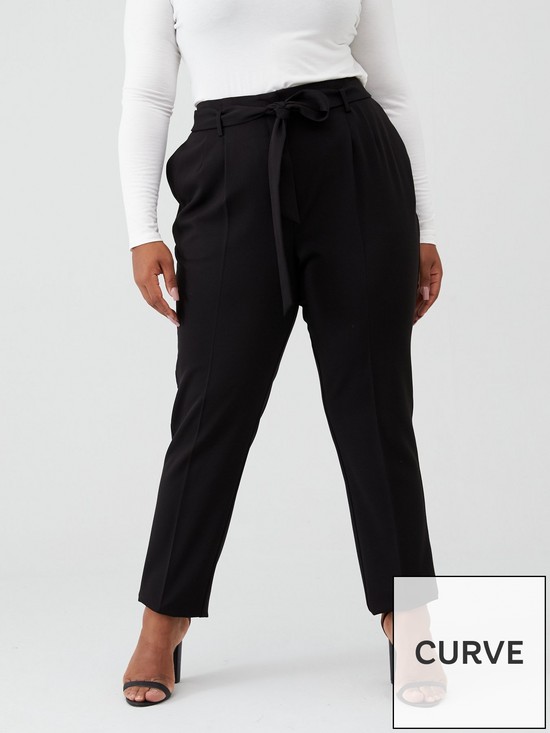 front image of v-by-very-curve-valuenbsptie-waist-tapered-trouser-black