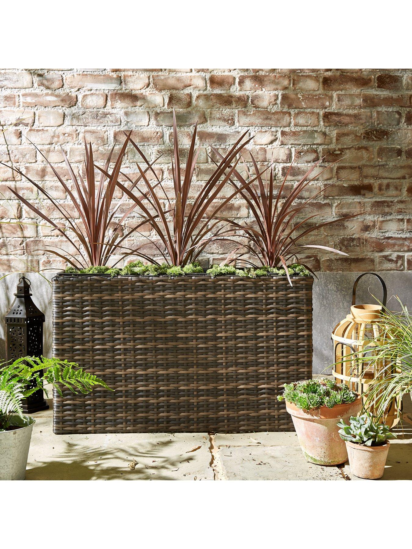 undefined Trough Shaped Rattan Planter
