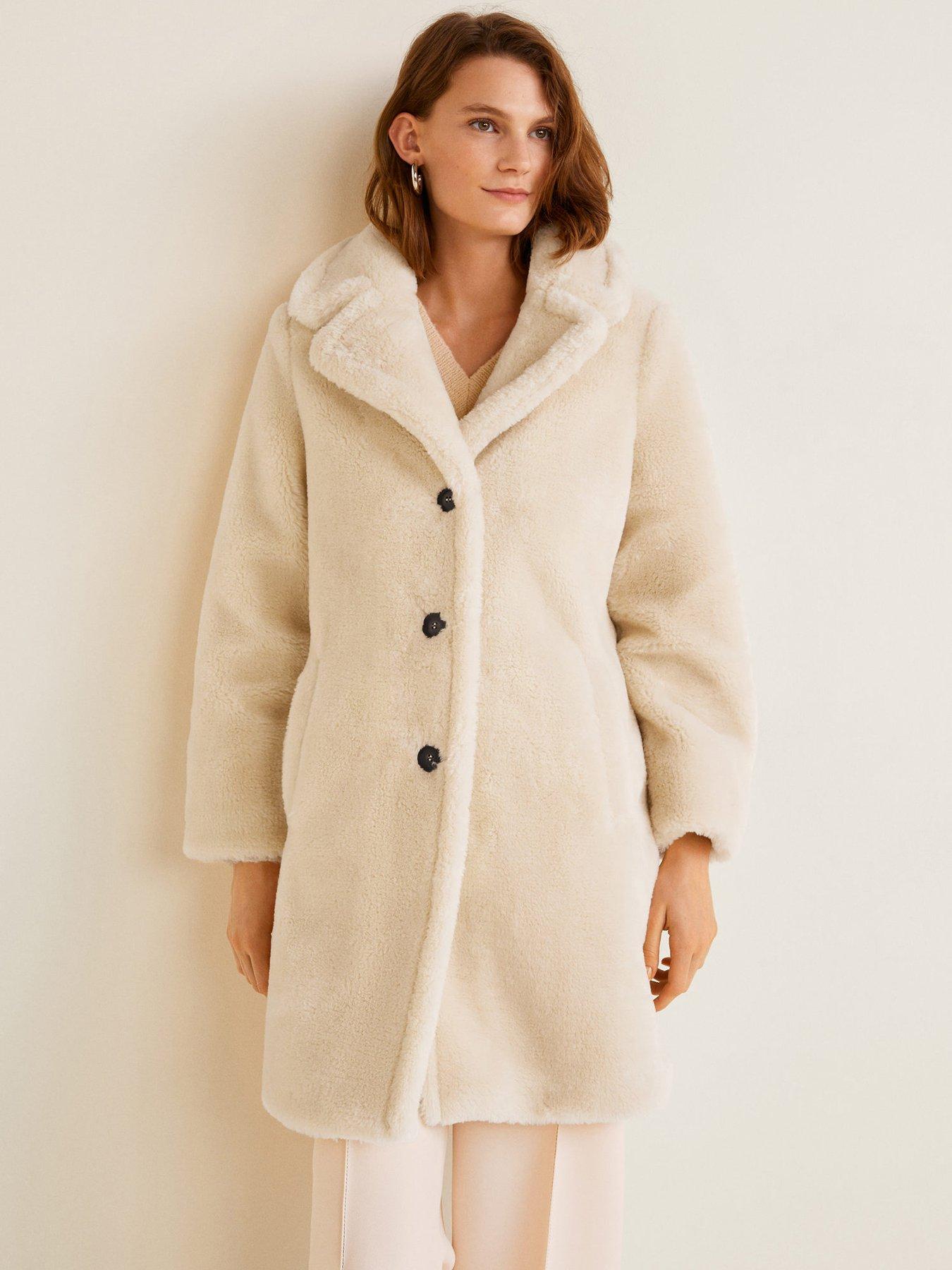 mango white teddy coat