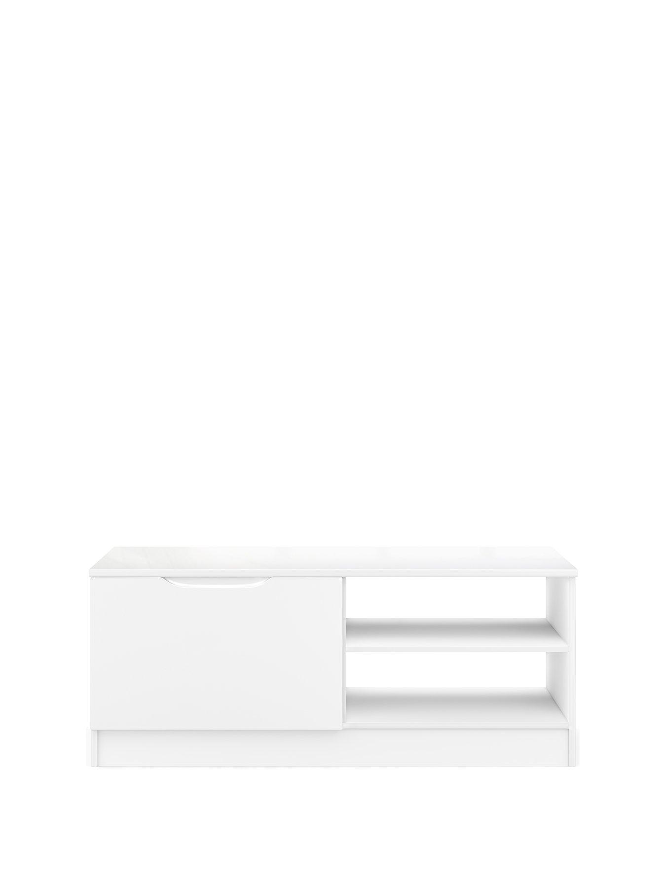Product photograph of One Call Bilbao Ready Assembled High Gloss Storage Coffee Table - White from very.co.uk