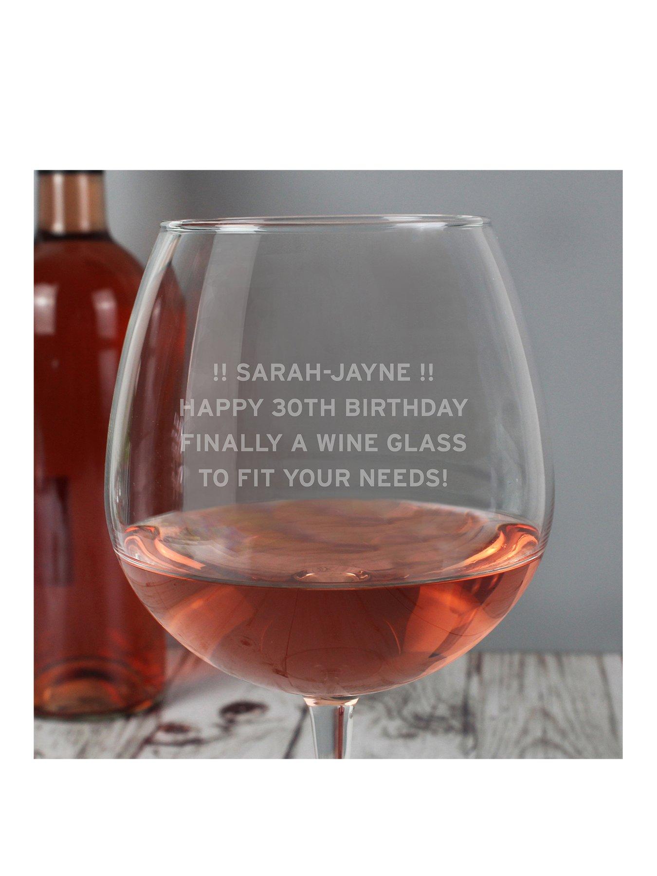Product photograph of The Personalised Memento Company Personalised Large Wine Glass from very.co.uk