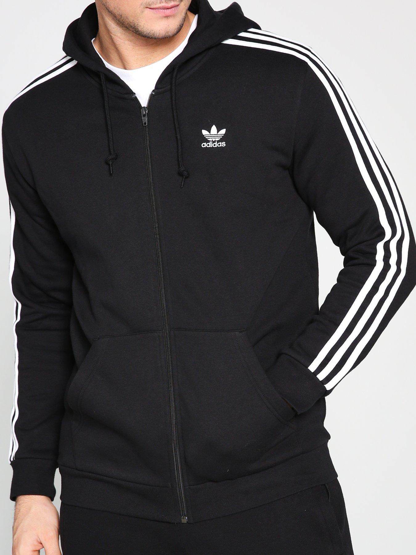 adidas 3 stripes zip through hoody mens