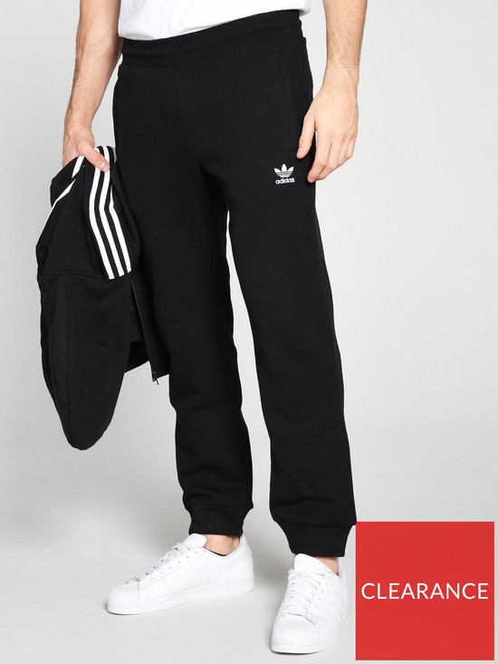 front image of adidas-originals-trefoil-pants-black